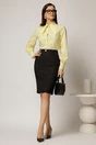 Fusta DY Fashion neagra midi conica cu nasture perla pe talie, 2, dyfashion.ro