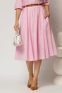 Fusta DY Fashion roz din poplin cu pliuri si curea in talie, 1, dyfashion.ro