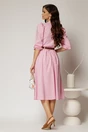 Fusta DY Fashion roz din poplin cu pliuri si curea in talie, 2, dyfashion.ro