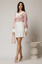Fusta DY Fashion scurta alba cu pliuri si nasture pe talie, 3, dyfashion.ro