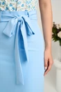 Fusta DY Fashion scurta bleu din stofa in croi A cu cordon in talie, 3, dyfashion.ro