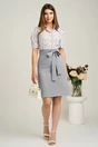 Fusta DY Fashion scurta gri din stofa in croi A cu cordon in talie, 1, dyfashion.ro