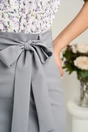 Fusta DY Fashion scurta gri din stofa in croi A cu cordon in talie, 3, dyfashion.ro
