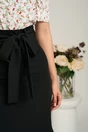 Fusta DY Fashion scurta neagra din stofa in croi A cu cordon in talie, 3, dyfashion.ro