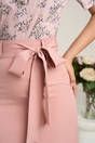 Fusta DY Fashion scurta roz din stofa in croi A cu cordon in talie, 3, dyfashion.ro