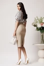 Fusta LaDonna midi office din stofa bej cu nasturi decorativi, 3, dyfashion.ro