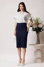 Fusta LaDonna midi office din stofa bleumarin cu nasturi decorativi, 3, dyfashion.ro