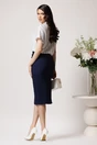 Fusta LaDonna midi office din stofa bleumarin cu nasturi decorativi, 2, dyfashion.ro
