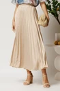 Fusta lunga ivory din satin cu pliuri, 1, dyfashion.ro