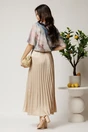 Fusta lunga ivory din satin cu pliuri, 2, dyfashion.ro