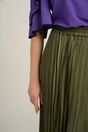 Fusta lunga kaki din satin cu pliuri, 3, dyfashion.ro