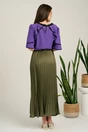 Fusta lunga kaki din satin cu pliuri, 2, dyfashion.ro