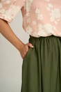 Fusta lunga kaki in clos din viscoza cu floare in talie, 3, dyfashion.ro