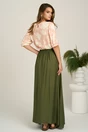 Fusta lunga kaki in clos din viscoza cu floare in talie, 2, dyfashion.ro