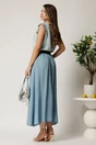 Fusta midi albastra din denim in clos cu nasturi si curea, 2, dyfashion.ro