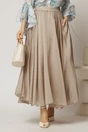 Fusta midi bej clos din tencel casual eleganta, 1, dyfashion.ro