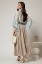 Fusta midi bej clos din tencel casual eleganta, 2, dyfashion.ro