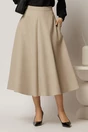 Fusta midi bej croi clos office, 1, dyfashion.ro