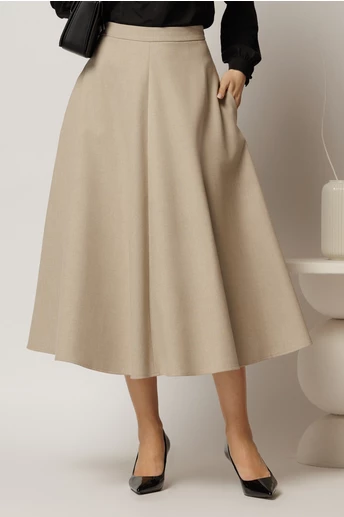 Fusta midi bej croi clos office