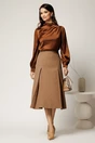 Fusta midi bej din stofa clos cu pliuri, 3, dyfashion.ro