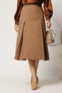 Fusta midi bej din stofa clos cu pliuri, 1, dyfashion.ro