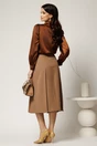 Fusta midi bej din stofa clos cu pliuri, 2, dyfashion.ro