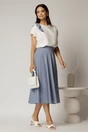 Fusta midi bleu clos cu buline, 3, dyfashion.ro