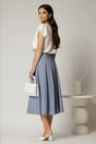 Fusta midi bleu clos cu buline, 2, dyfashion.ro