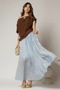 Fusta midi bleu cu buline clos din tencel casual eleganta, 3, dyfashion.ro