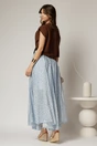 Fusta midi bleu cu buline clos din tencel casual eleganta, 2, dyfashion.ro