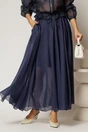 Fusta midi bleumarin clos din tencel casual eleganta, 1, dyfashion.ro