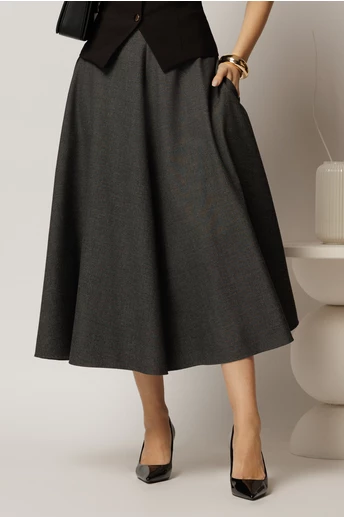 Fusta midi gri croi clos office