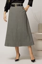 Fusta midi gri in carouri si buzunare, 1, dyfashion.ro