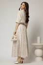 Fusta midi ivoar cu buline clos din tencel casual eleganta, 2, dyfashion.ro