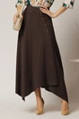 Fusta midi maro din tricot cu nasturi decorativi si amestec de viscoza, 1, dyfashion.ro