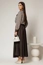 Fusta midi maro intens clos din tencel casual eleganta, 2, dyfashion.ro