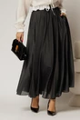 Fusta midi neagra clos din tencel casual eleganta, 1, dyfashion.ro