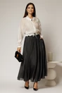 Fusta midi neagra clos din tencel casual eleganta, 3, dyfashion.ro
