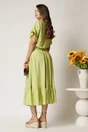 Fusta midi verde din rayon in clos cu volan la baza, 2, dyfashion.ro