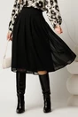 Fusta neagra eleganta din voal cu pliuri, 1, dyfashion.ro