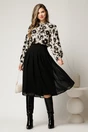 Fusta neagra eleganta din voal cu pliuri, 2, dyfashion.ro