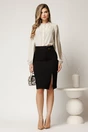 Fusta office conica din stofa neagra cu catarama, 3, dyfashion.ro