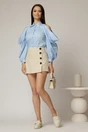 Fusta pantalon ivoar scurta tip A cu nasturi decorativi, 3, dyfashion.ro