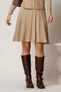 Fusta scurta casual bej din tricot, 1, dyfashion.ro