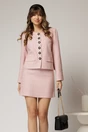 Fusta scurta DY Fashion din tweed roz, 1, dyfashion.ro