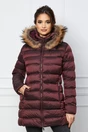 Geaca bordo cu blanita naturala la gluga, 2, dyfashion.ro