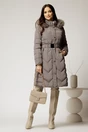Geaca dama gri cu cordon cu catarama in talie, 3, dyfashion.ro