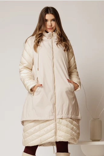 Geaca dama ivoar croi lejer cu fermoar metalic auriu