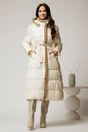 Geaca dama ivory lunga cu gluga detasabila si blanita, 3, dyfashion.ro