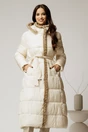 Geaca dama ivory lunga cu gluga detasabila si blanita, 1, dyfashion.ro